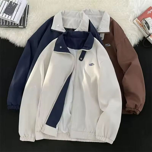 Brown Vintage American Workwear Jacket Women's Spring Autumn Trendy down Jacket Couple Trainer Jacket Student Style