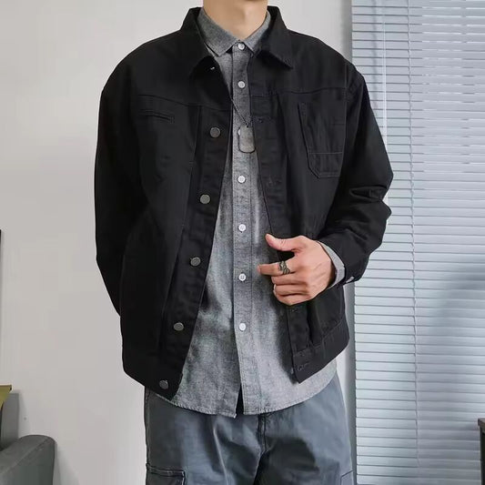 New 2025 Men's Denim Jacket Casual Vintage Washed Workwear Style Handsome Spring Autumn Outerwear Loose Fit Chinese Brand